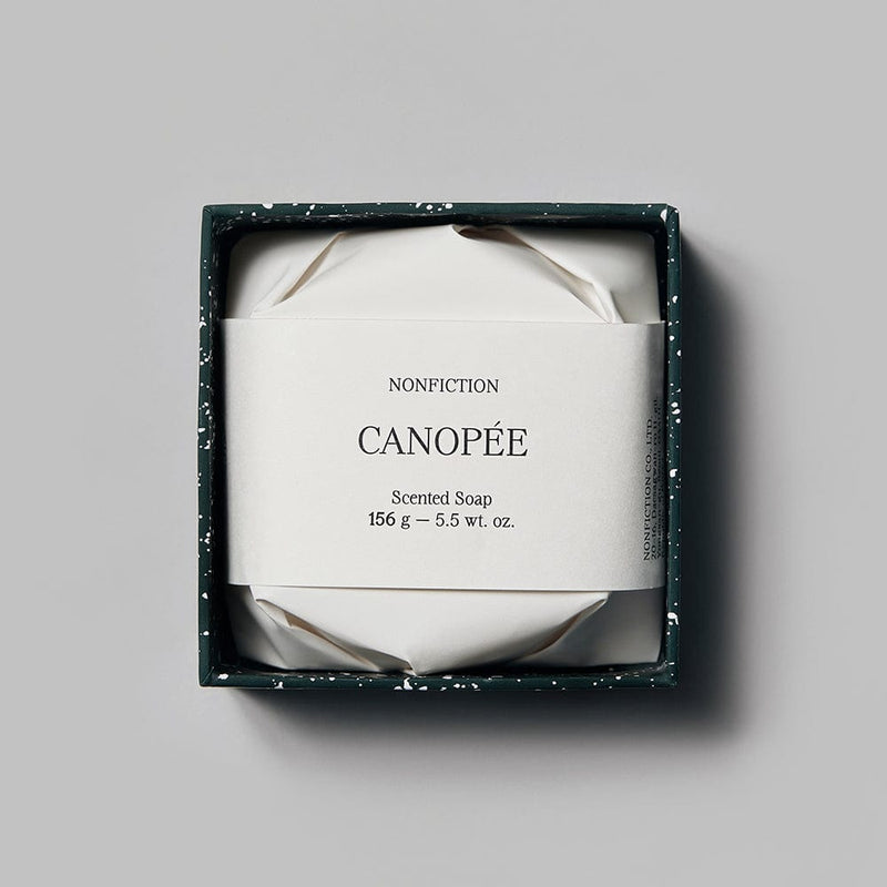 Shop NONFICTION’s CANOPÉE Scented Soap. The vegetable soap consists of 95% natural plant-based ingredients, scented with fresh bergamot.